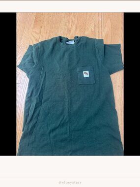 FA Dark Green Logo Pocket Tee Short Sleeve Cotton Crew Neck Size S |